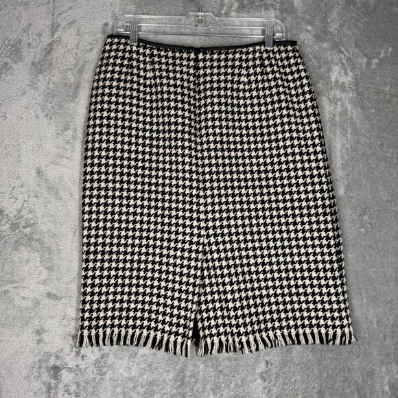 Kasper Skirt Womens‎ 12 Black White Houndstooth Pencil Straight Career Corpcore - Picture 3 of 9
